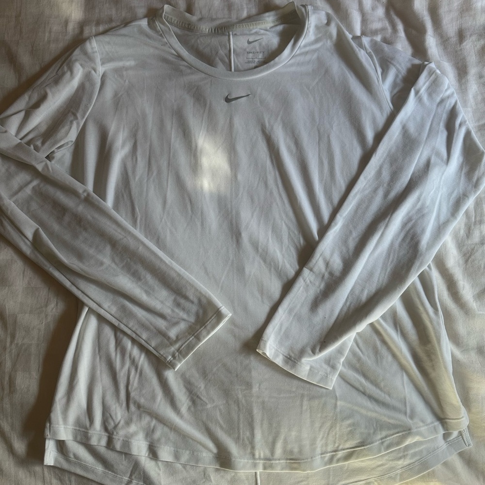 Nike White Performance Long Sleeve Top